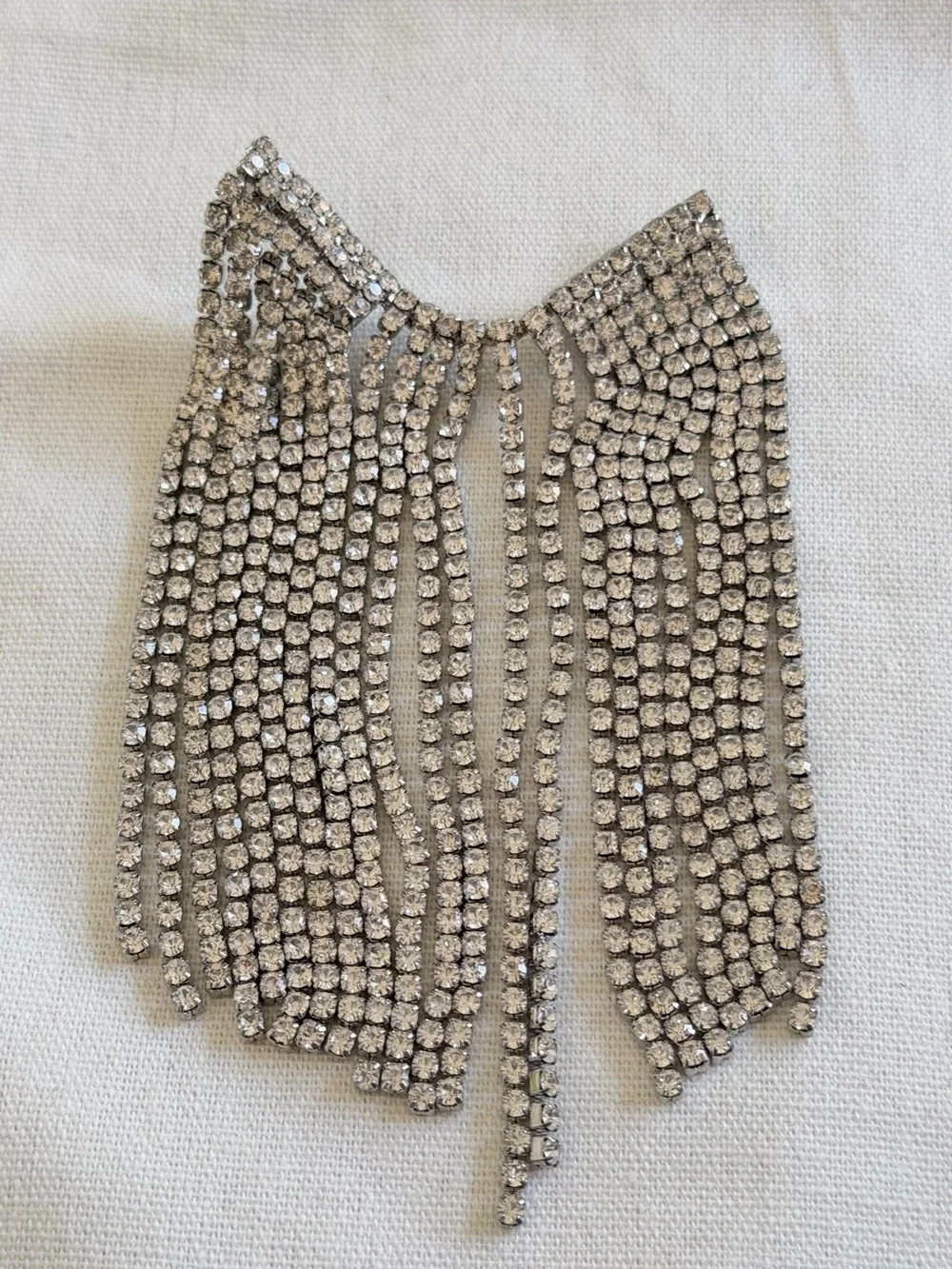 WORE ONCE. Diamond rhinestone fringe cascade brooch